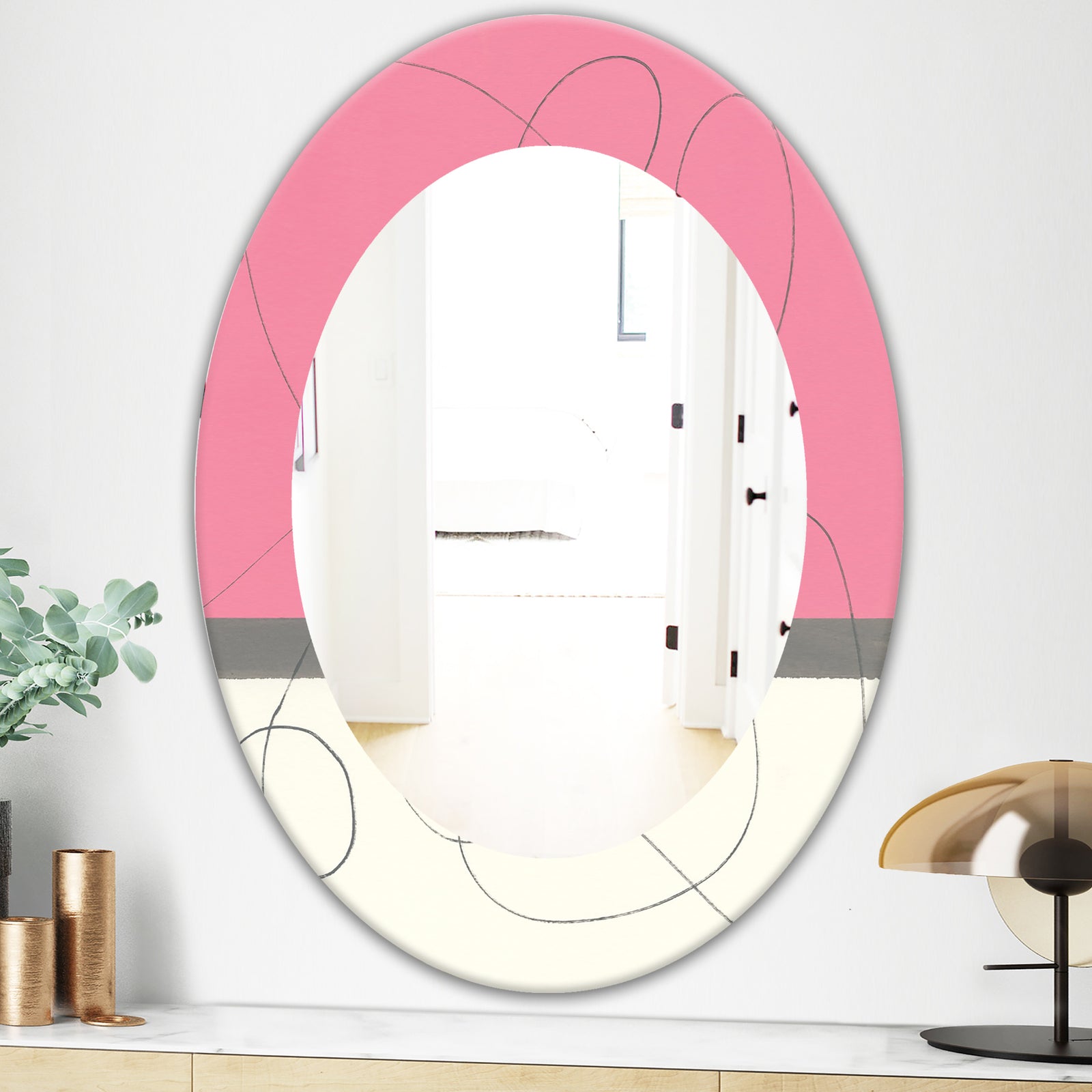 Geometric Neapolitan II - Modern Mirror - Oval or Round Wall Mirror