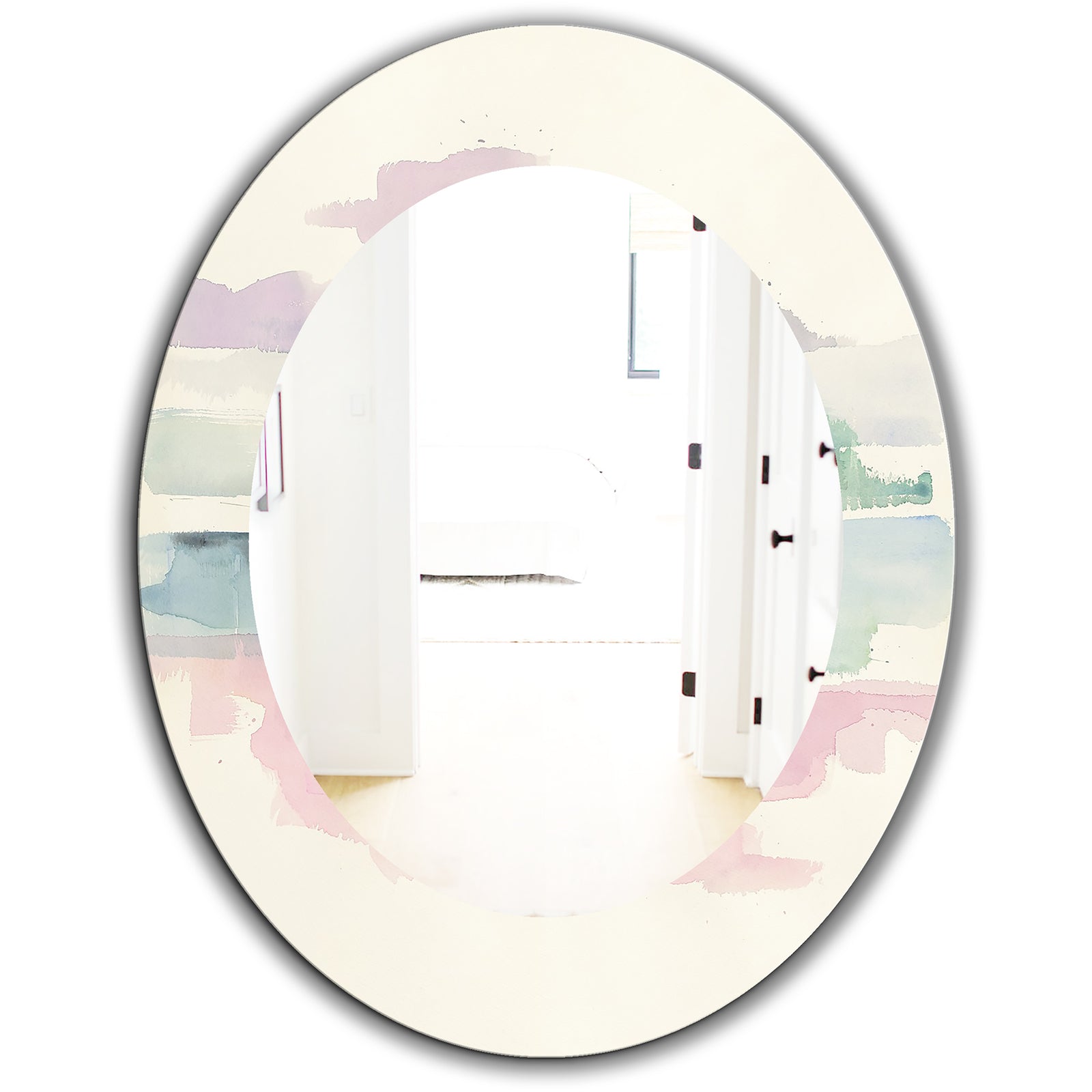Pink Lifting Fog - Traditional Mirror - Frameless Oval or Round Wall Mirror
