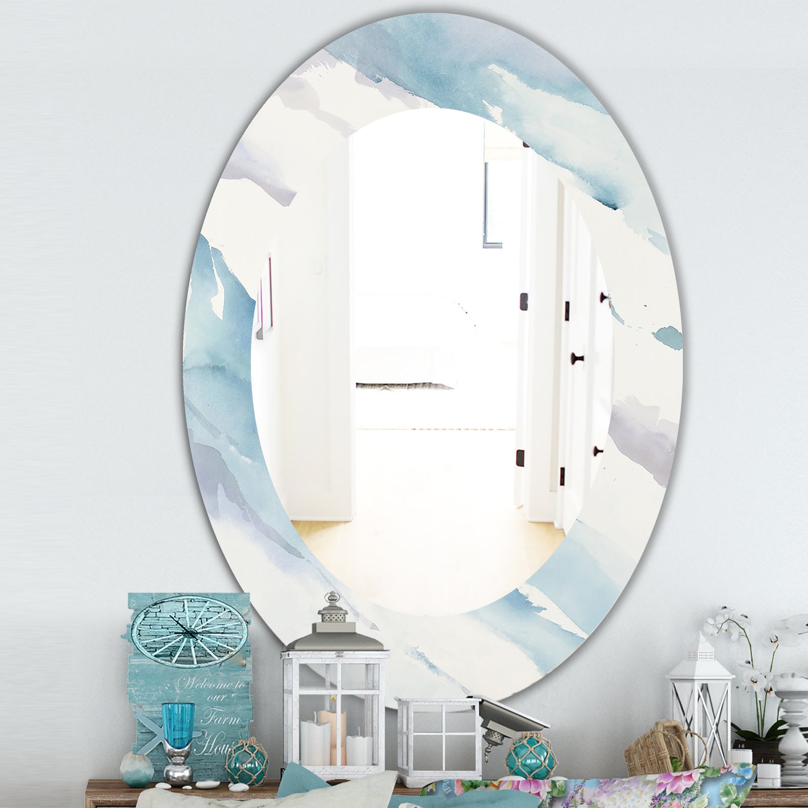 Modern Abstract Drift - Traditional Mirror - Oval or Round Wall Mirror