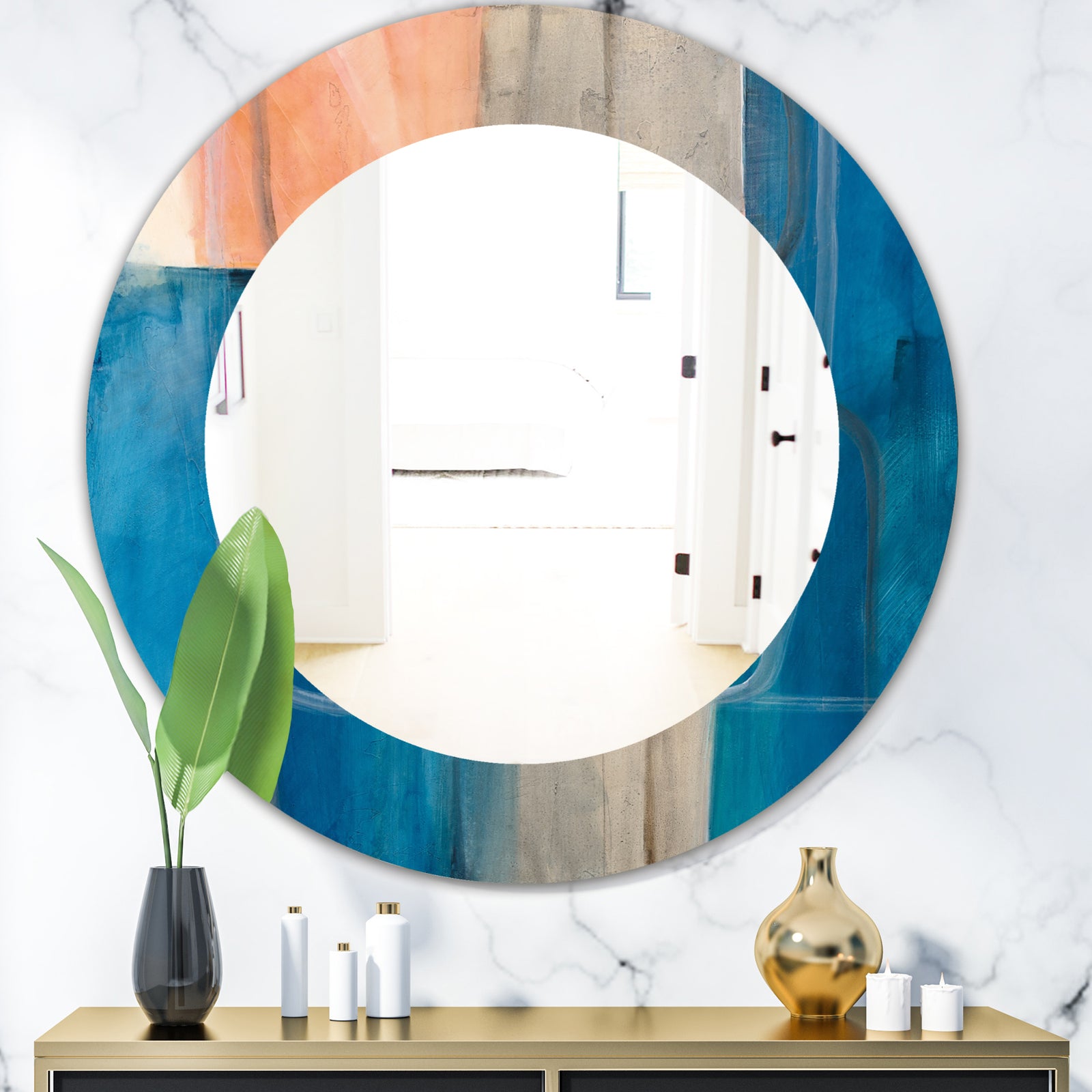 Modern Simply Blue - Modern Mirror - Oval or Round Wall Mirror