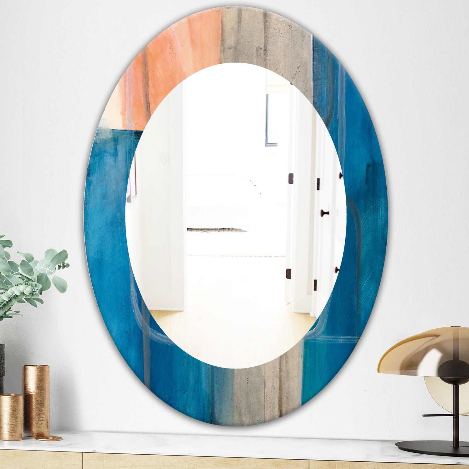 Modern Simply Blue - Modern Mirror - Oval or Round Wall Mirror