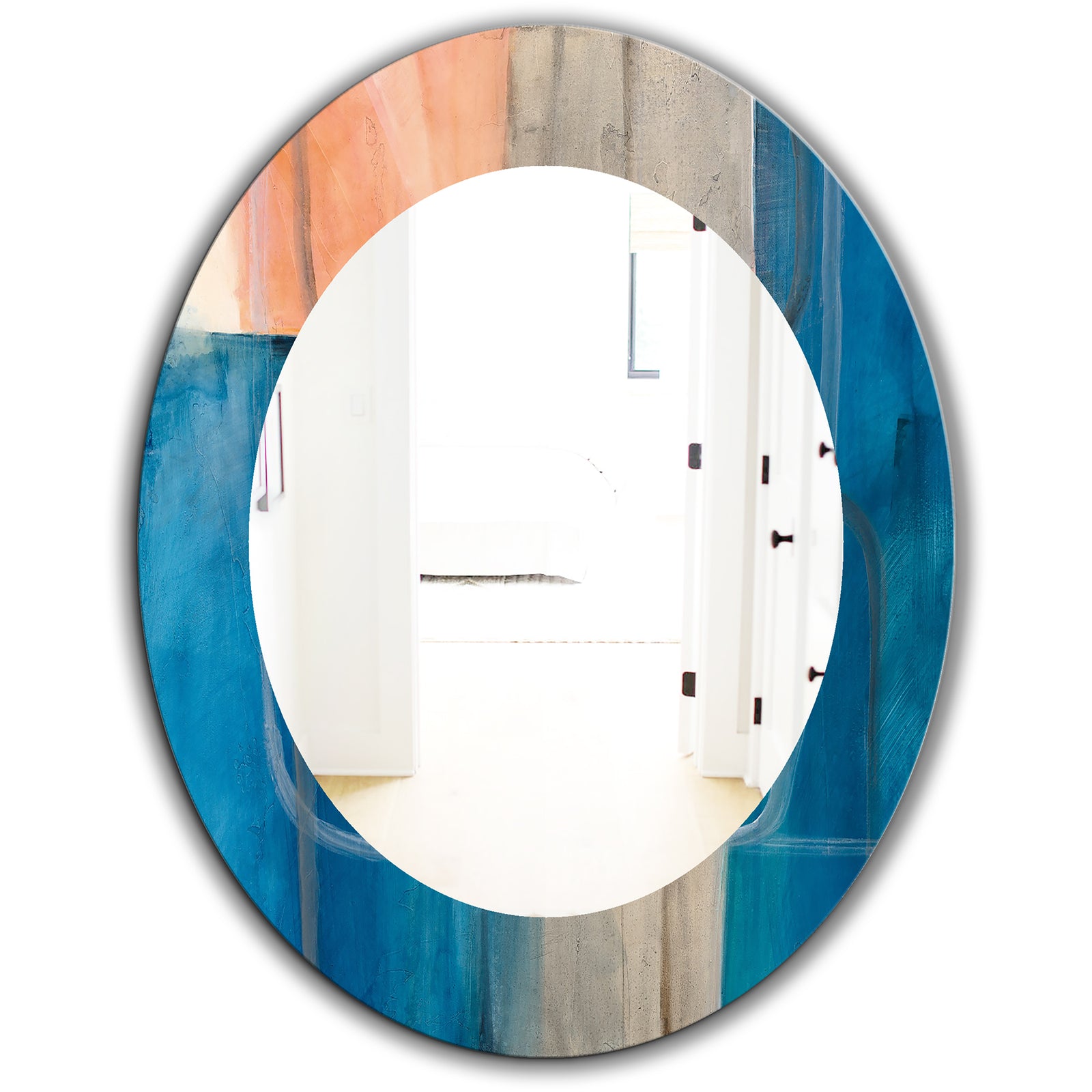 Modern Simply Blue - Modern Mirror - Oval or Round Wall Mirror