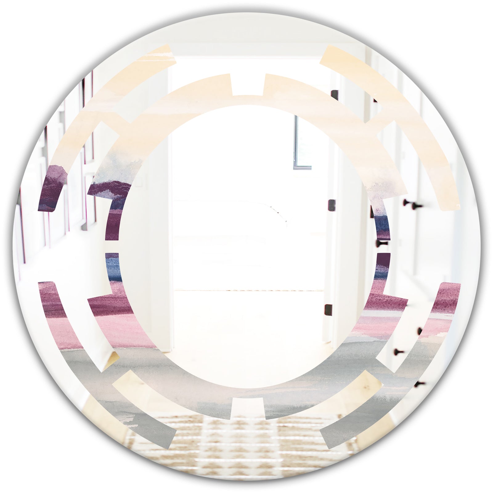 Purple Rock Landscape - Modern Round or Oval Wall Mirror - Space