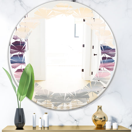Purple Rock Landscape - Modern Round or Oval Wall Mirror - Leaves