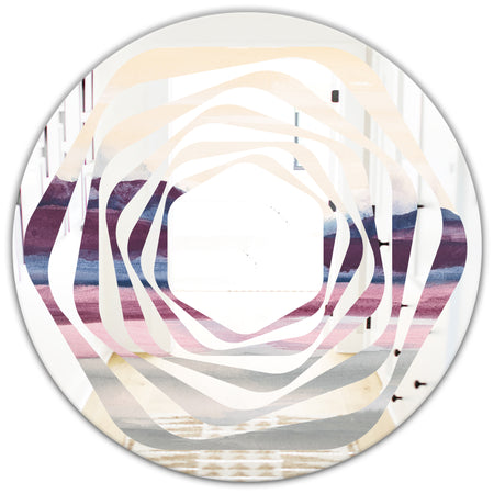 Purple Rock Landscape - Modern Round or Oval Wall Mirror - Whirl