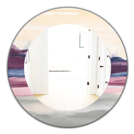 Purple Rock Landscape - Farmhouse Mirror - Frameless Oval or Round Wall Mirror