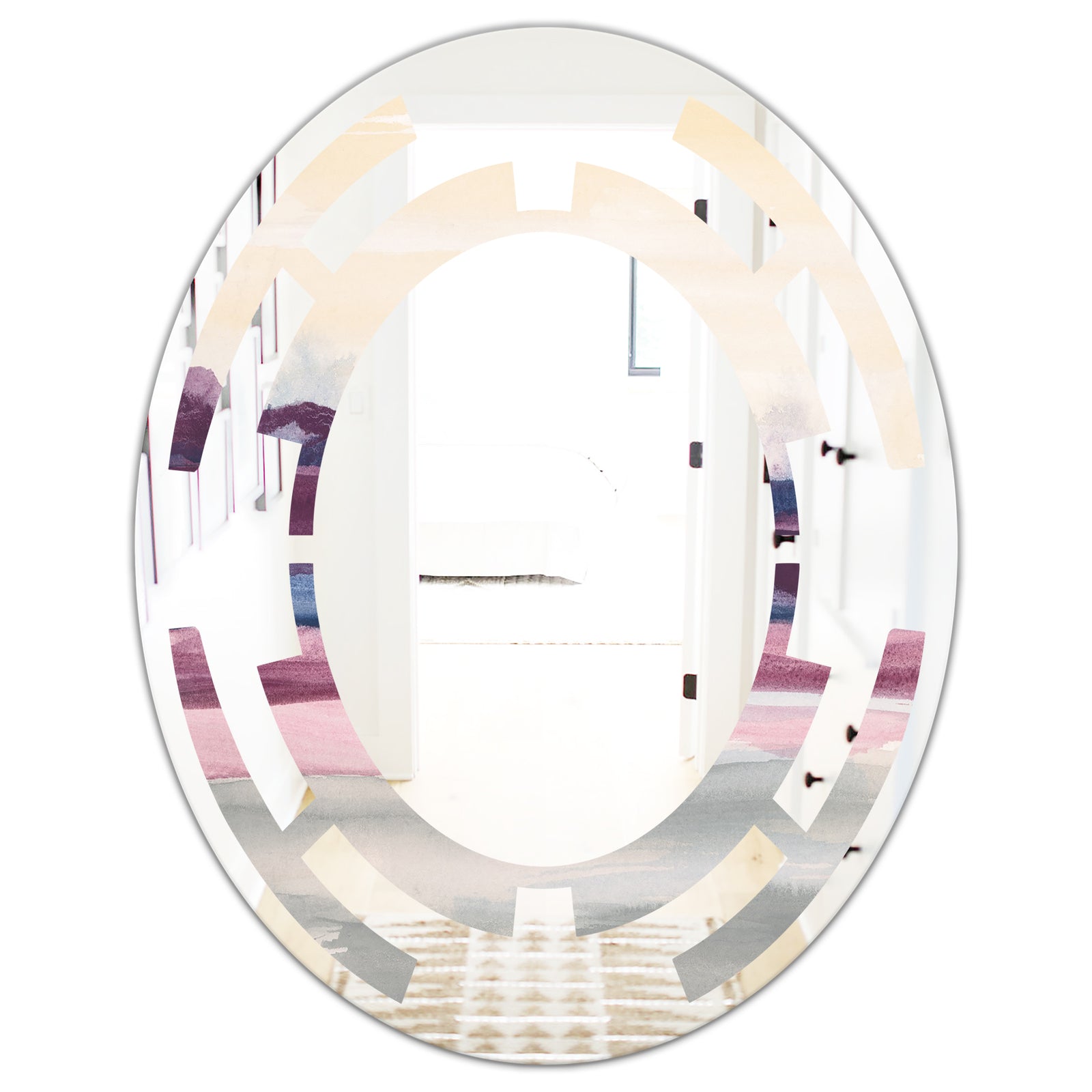 Purple Rock Landscape - Modern Round or Oval Wall Mirror - Space