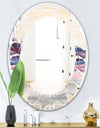 Purple Rock Landscape - Modern Round or Oval Wall Mirror - Leaves