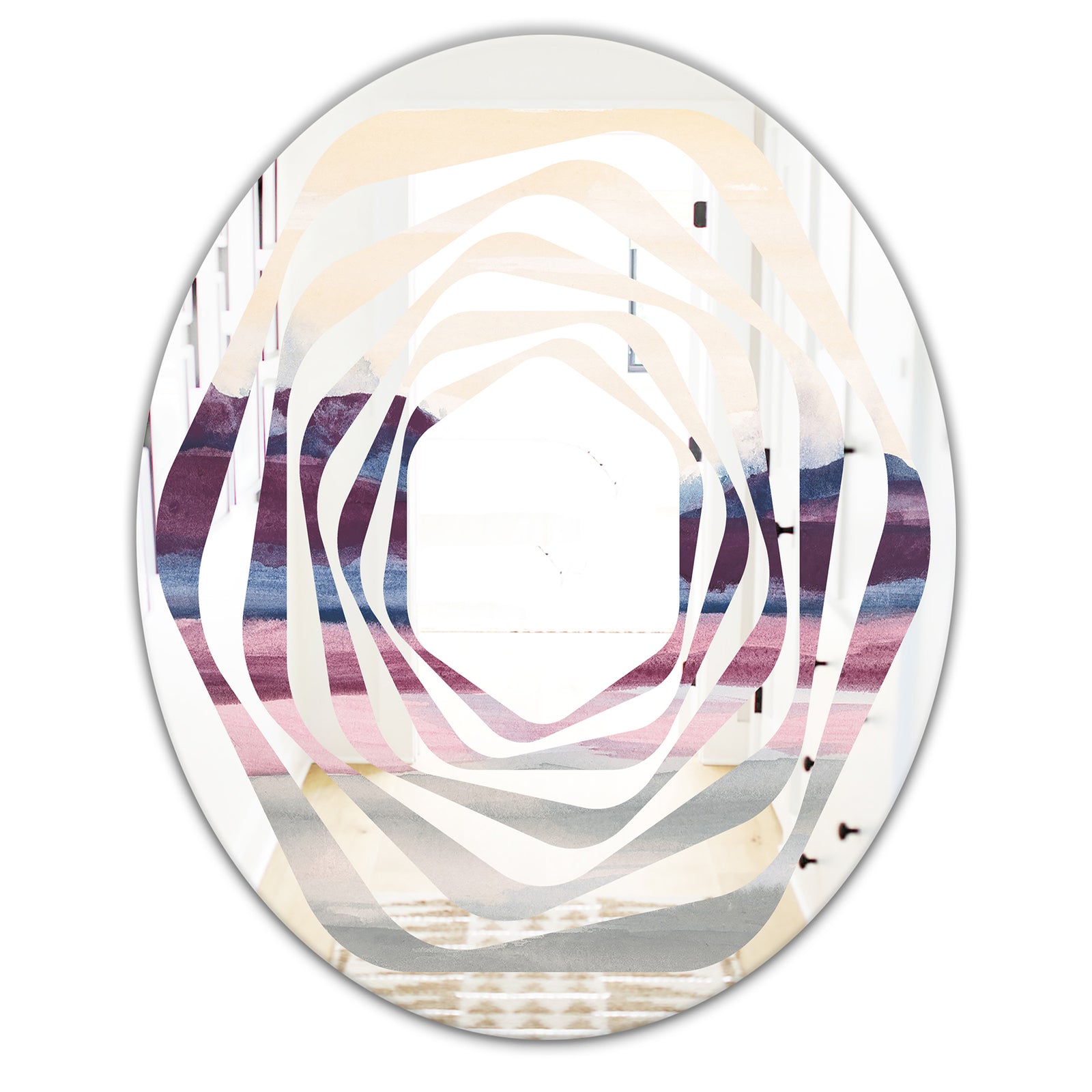 Purple Rock Landscape - Modern Round or Oval Wall Mirror - Whirl
