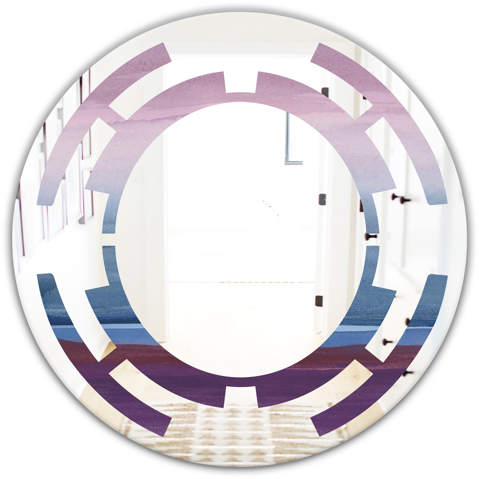 Purple Rock Landscape III - Modern Round or Oval Wall Mirror - Space