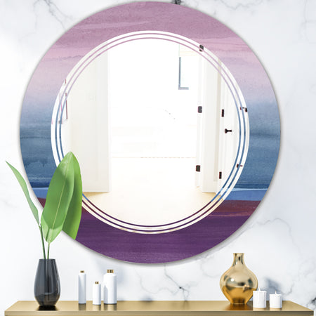 Purple Rock Landscape III - Modern Round or Oval Wall Mirror - Triple C