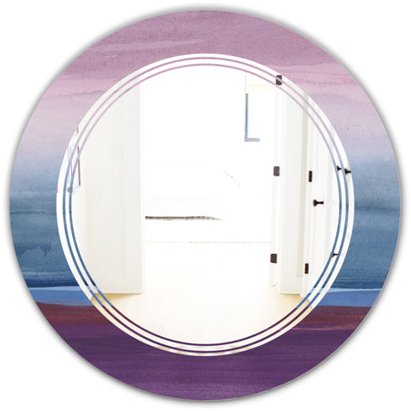 Purple Rock Landscape III - Modern Round or Oval Wall Mirror - Triple C