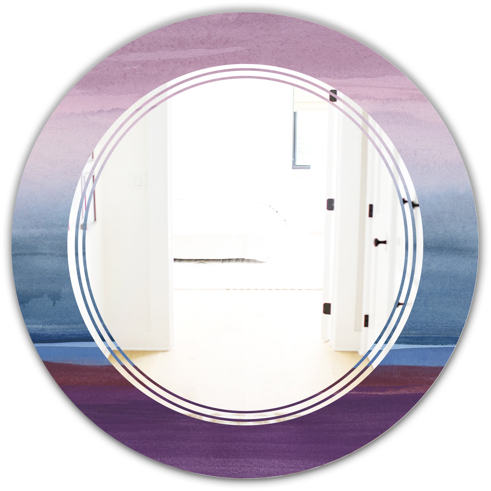 Purple Rock Landscape III - Modern Round or Oval Wall Mirror - Triple C