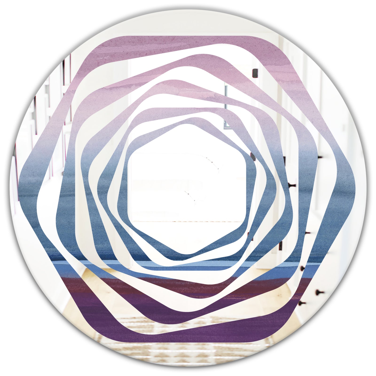 Purple Rock Landscape III - Modern Round or Oval Wall Mirror - Whirl