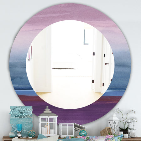 Purple Rock Landscape III - Farmhouse Mirror - Frameless Oval or Round Wall Mirror