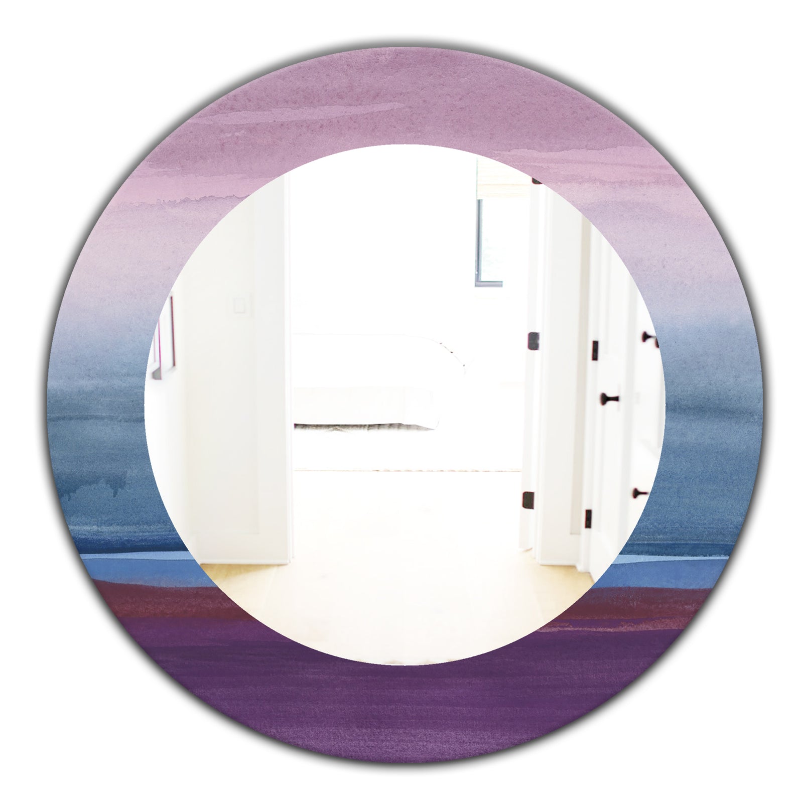 Purple Rock Landscape III - Farmhouse Mirror - Frameless Oval or Round Wall Mirror