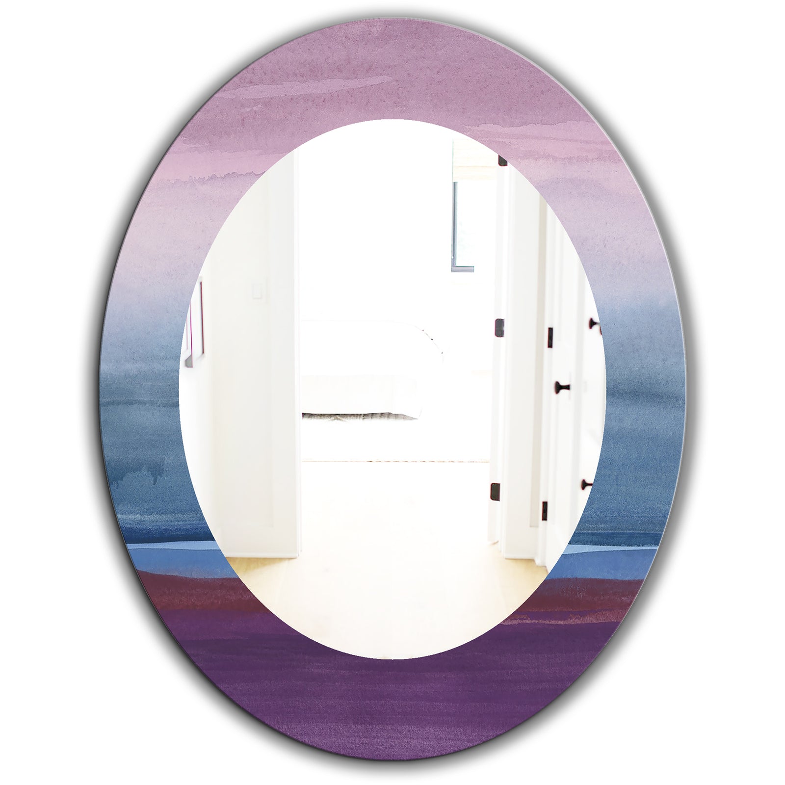 Purple Rock Landscape III - Farmhouse Mirror - Frameless Oval or Round Wall Mirror