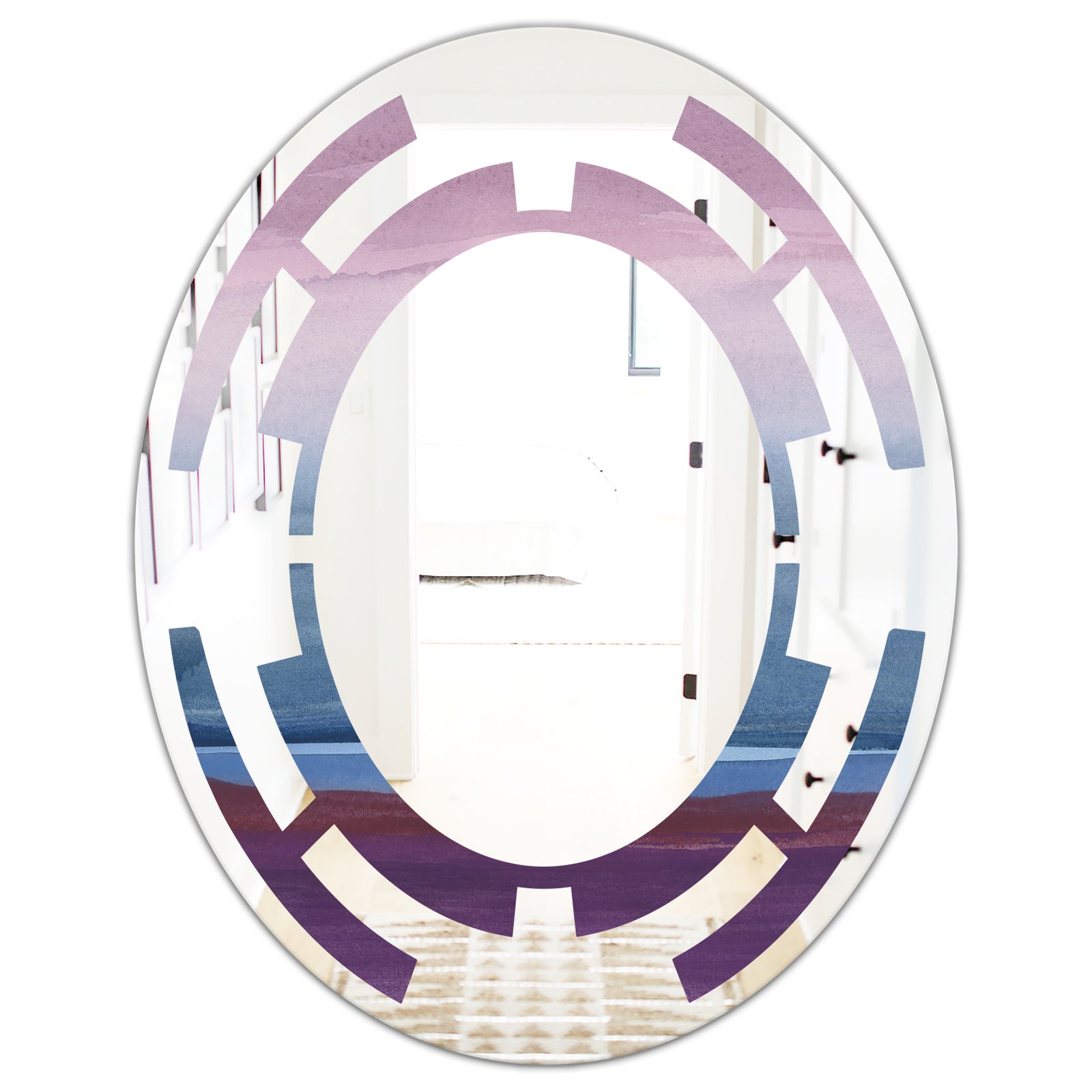 Purple Rock Landscape III - Modern Round or Oval Wall Mirror - Space