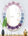 Purple Rock Landscape III - Modern Round or Oval Wall Mirror - Leaves