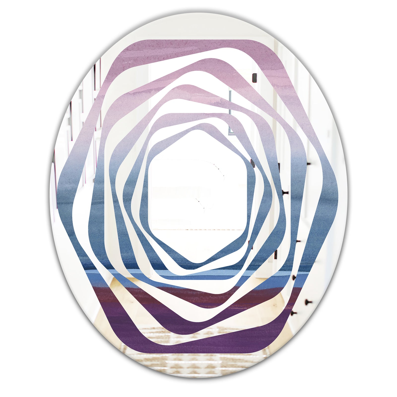 Purple Rock Landscape III - Modern Round or Oval Wall Mirror - Whirl