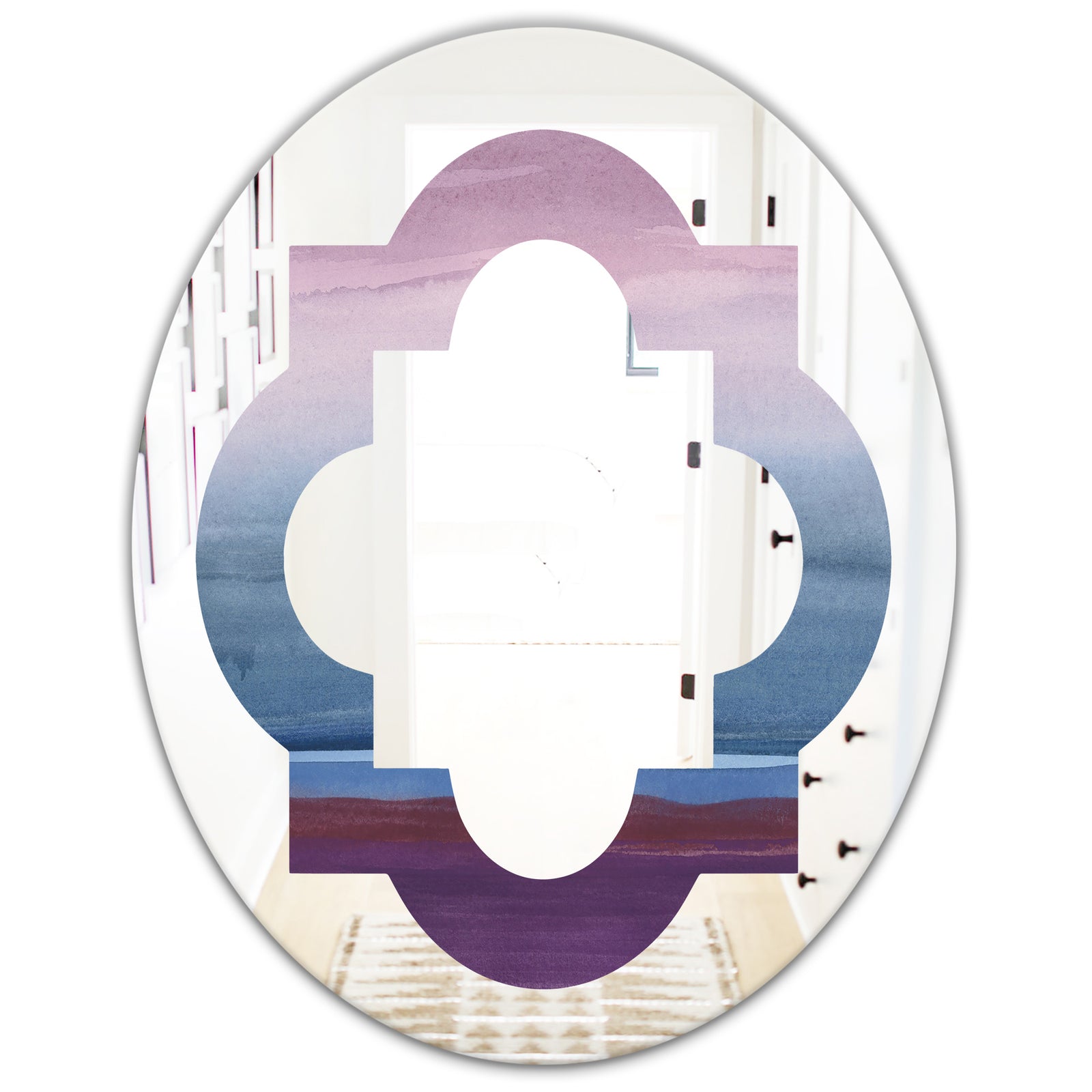 Purple Rock Landscape III - Modern Round or Oval Wall Mirror - Quatrefoil