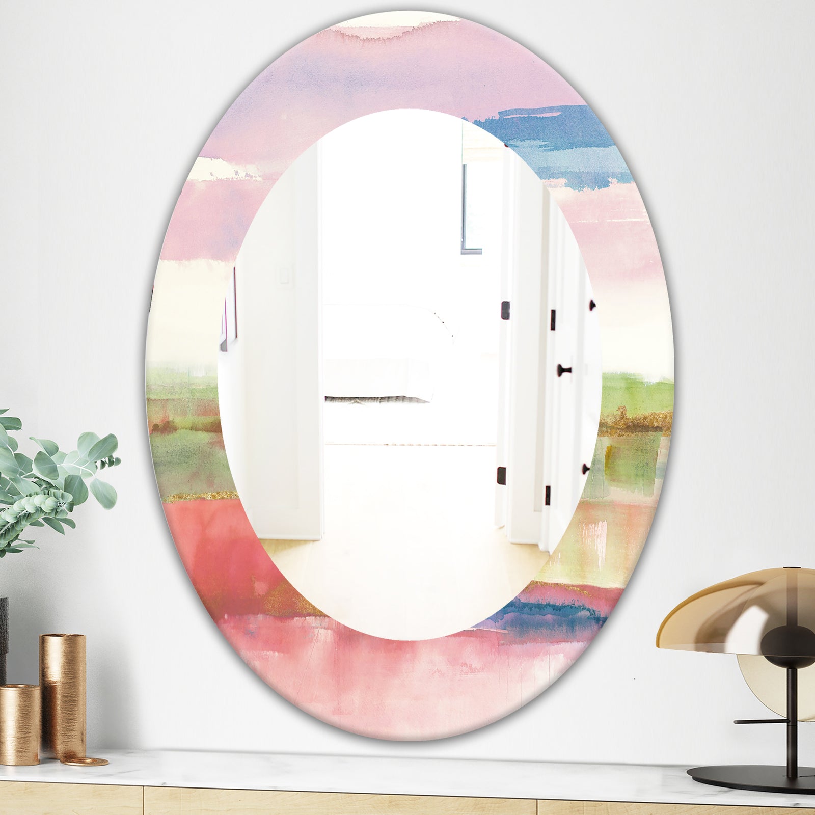 Influence Of Line and Color Gold Bright - Modern Mirror - Oval or Round Wall Mirror