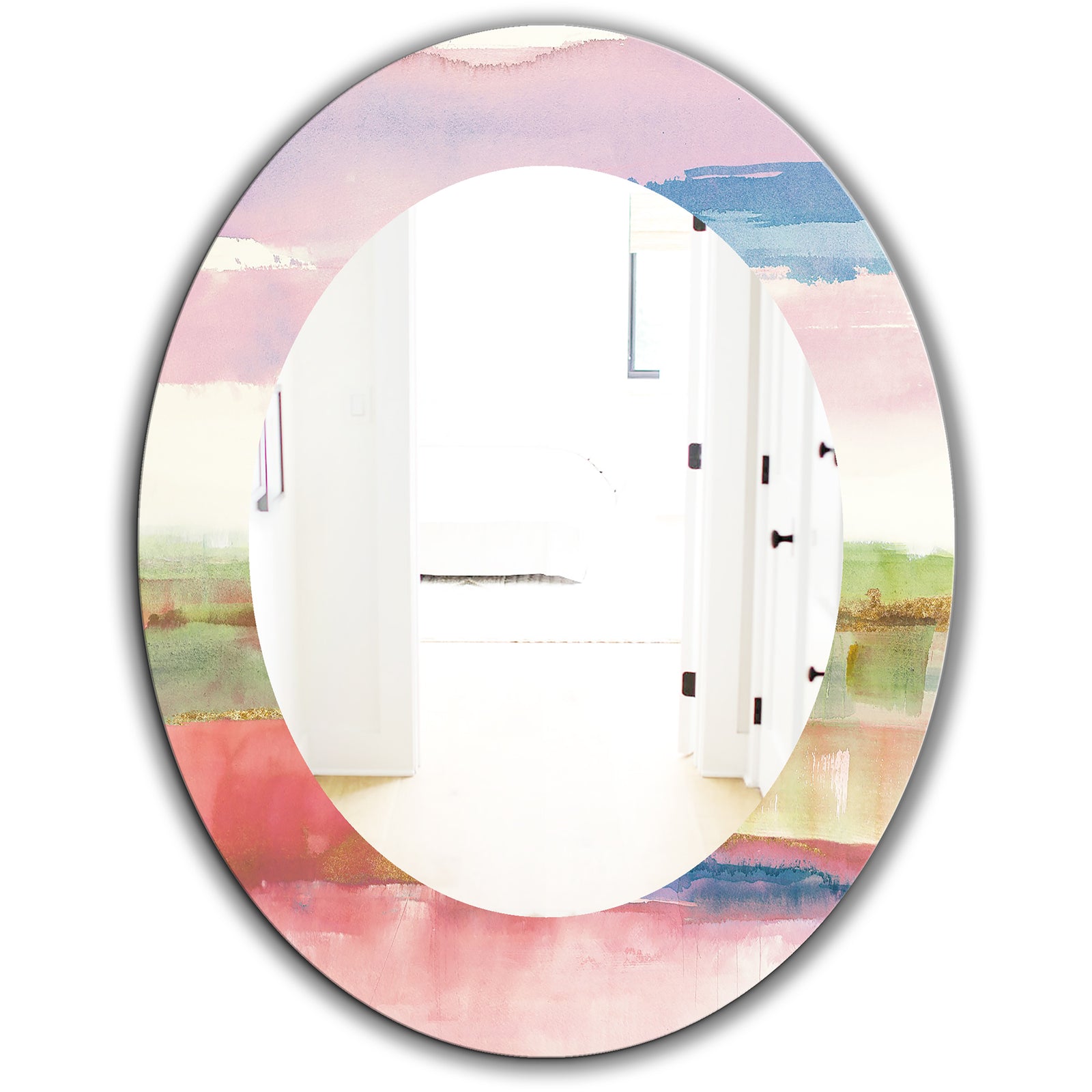 Influence Of Line and Color Gold Bright - Modern Mirror - Oval or Round Wall Mirror
