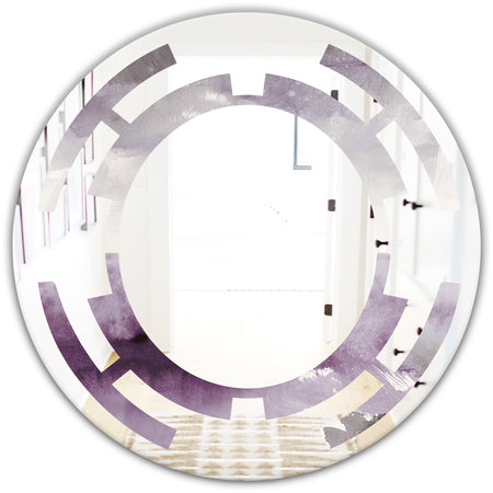 Midnight At The Lake II Amethyst and Grey - Modern Round or Oval Wall Mirror - Space