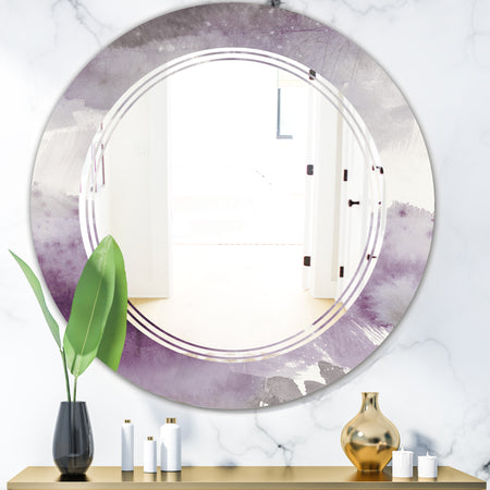 Midnight At The Lake II Amethyst and Grey - Modern Round or Oval Wall Mirror - Triple C