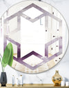 Midnight At The Lake II Amethyst and Grey - Modern Round or Oval Wall Mirror - Hexagon Star