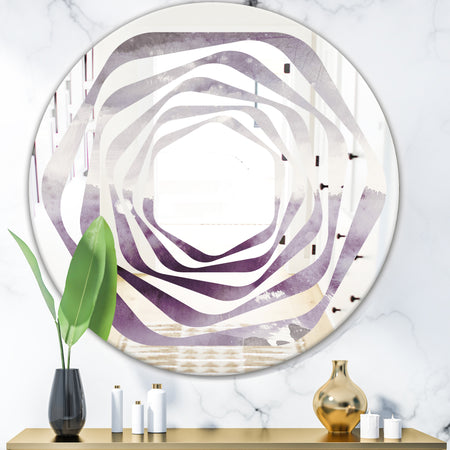 Midnight At The Lake II Amethyst and Grey - Modern Round or Oval Wall Mirror - Whirl