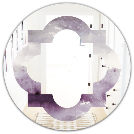 Midnight At The Lake II Amethyst and Grey - Modern Round or Oval Wall Mirror - Quatrefoil
