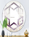 Midnight At The Lake II Amethyst and Grey - Modern Round or Oval Wall Mirror - Hexagon Star