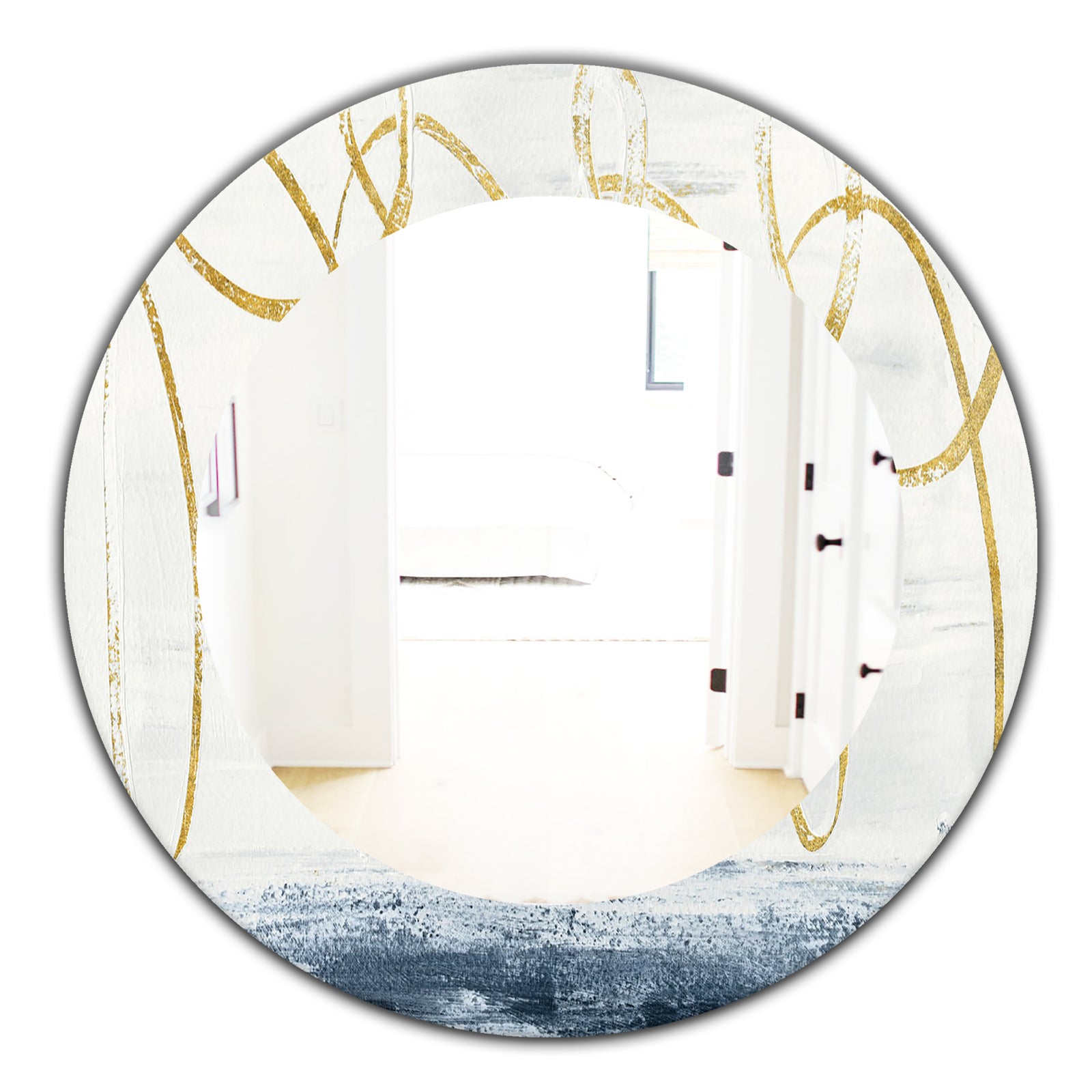 Gold Abstract Geometric Shape - Modern Mirror - Oval or Round Wall Mirror