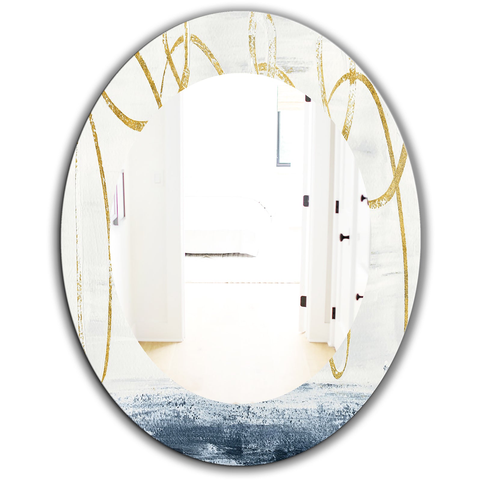Gold Abstract Geometric Shape - Modern Mirror - Oval or Round Wall Mirror