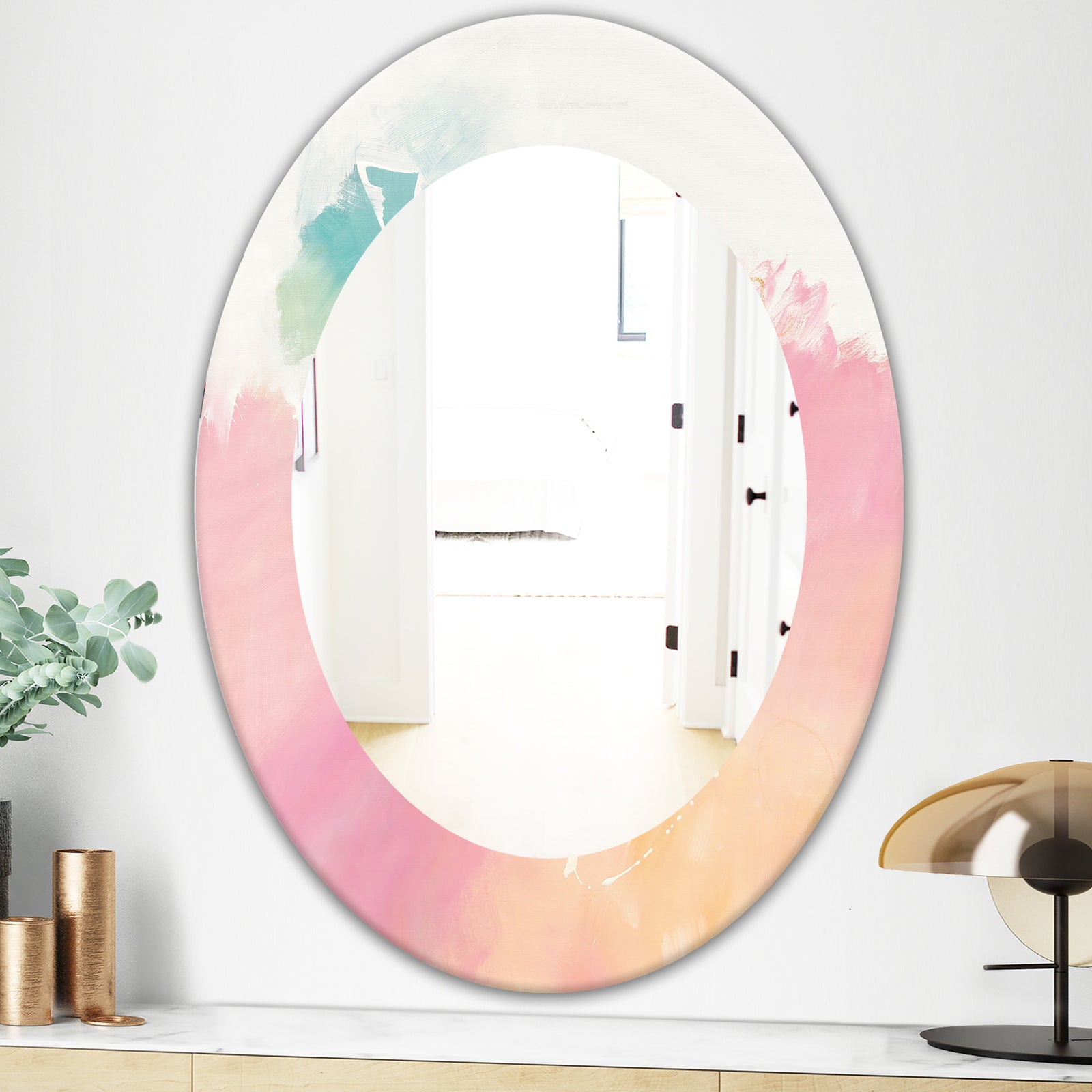 Pink Dream - Modern Mirror - Frameless Oval or Round Wall Mirror