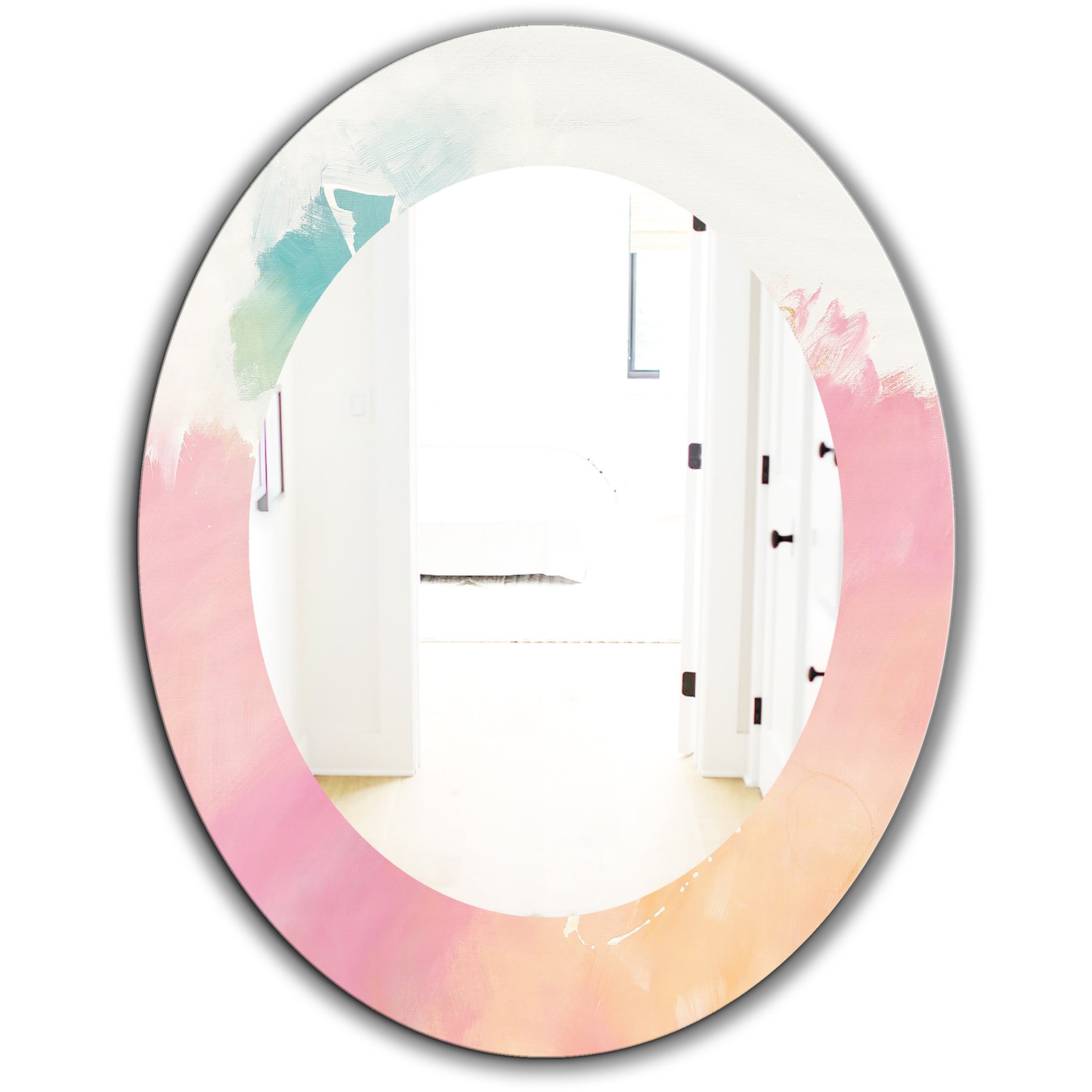 Pink Dream - Modern Mirror - Frameless Oval or Round Wall Mirror