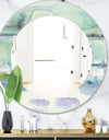 Blue Abstract Panel I - Modern Mirror - Oval or Round Wall Mirror