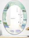Blue Abstract Panel I - Modern Mirror - Oval or Round Wall Mirror