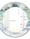 Blue Abstract Panel II - Modern Mirror - Oval or Round Wall Mirror