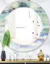 Blue Abstract Panel II - Modern Mirror - Oval or Round Wall Mirror