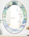 Blue Abstract Panel II - Modern Mirror - Oval or Round Wall Mirror
