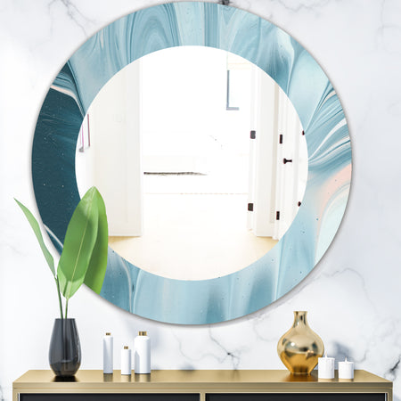Blue Modern Water I - Modern Mirror - Oval or Round Wall Mirror