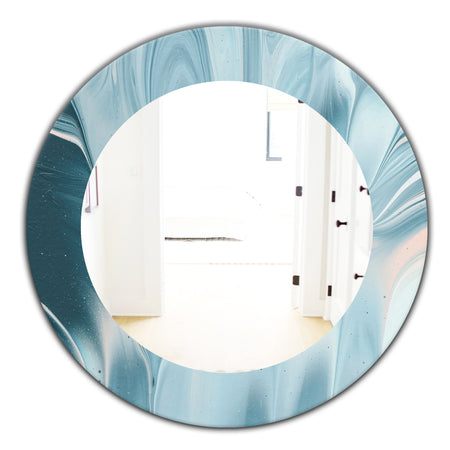 Blue Modern Water I - Modern Mirror - Oval or Round Wall Mirror