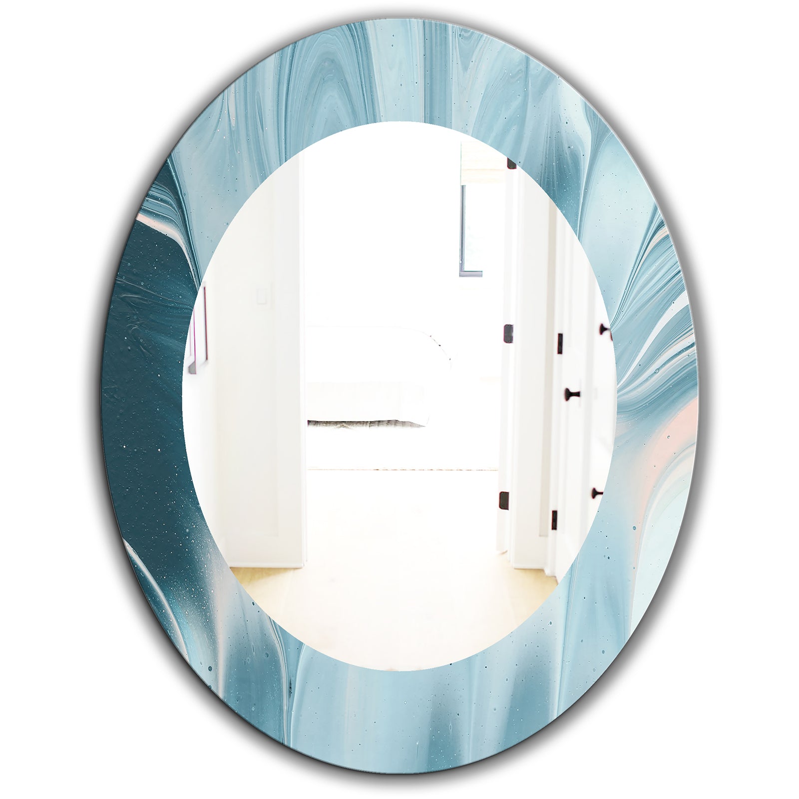 Blue Modern Water I - Modern Mirror - Oval or Round Wall Mirror