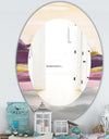 Painted Purple and Gold Landscape II - Farmhouse Mirror - Oval or Round Wall Mirror