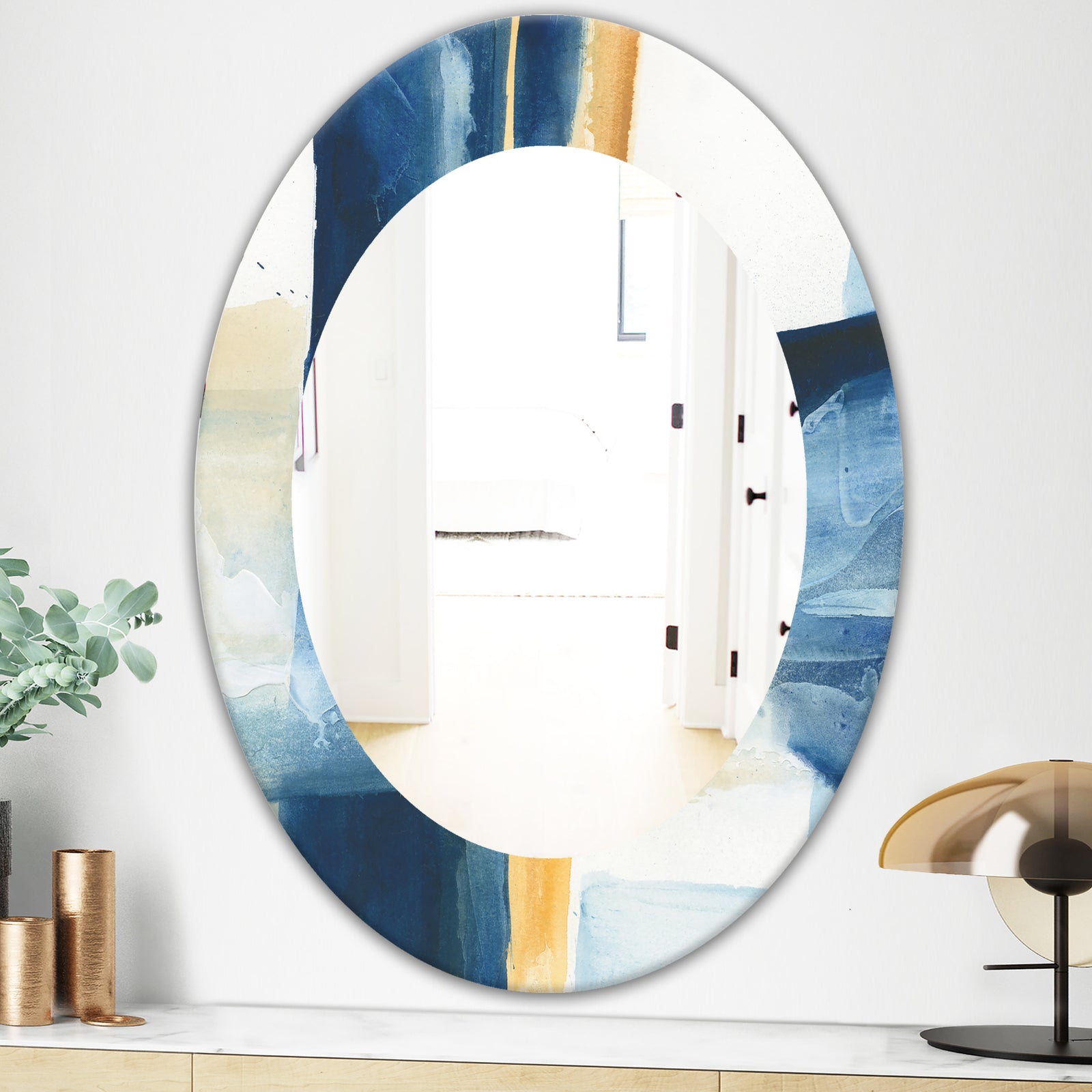 Indigo Panel IV - Modern Mirror - Oval or Round Wall Mirror