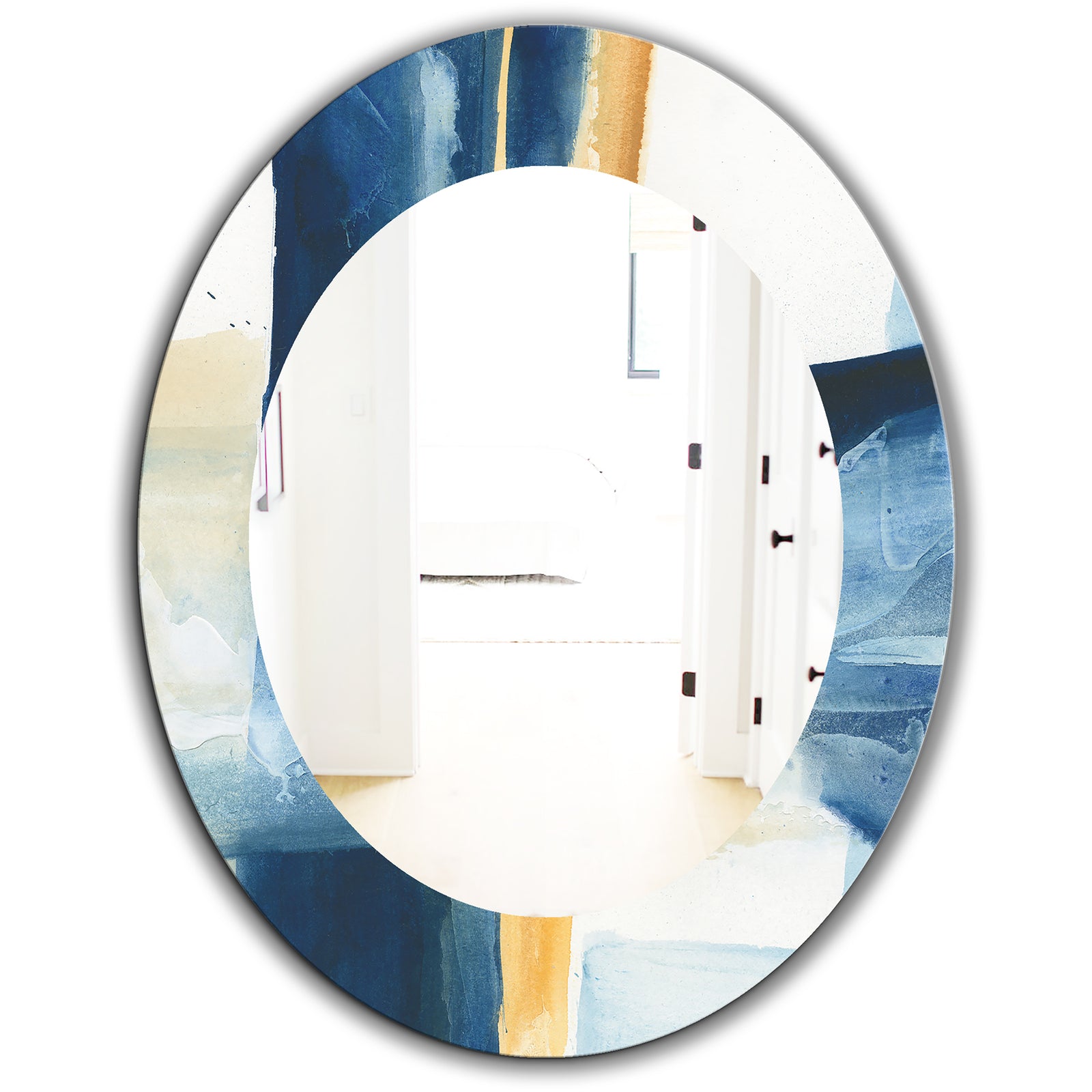 Indigo Panel IV - Modern Mirror - Oval or Round Wall Mirror