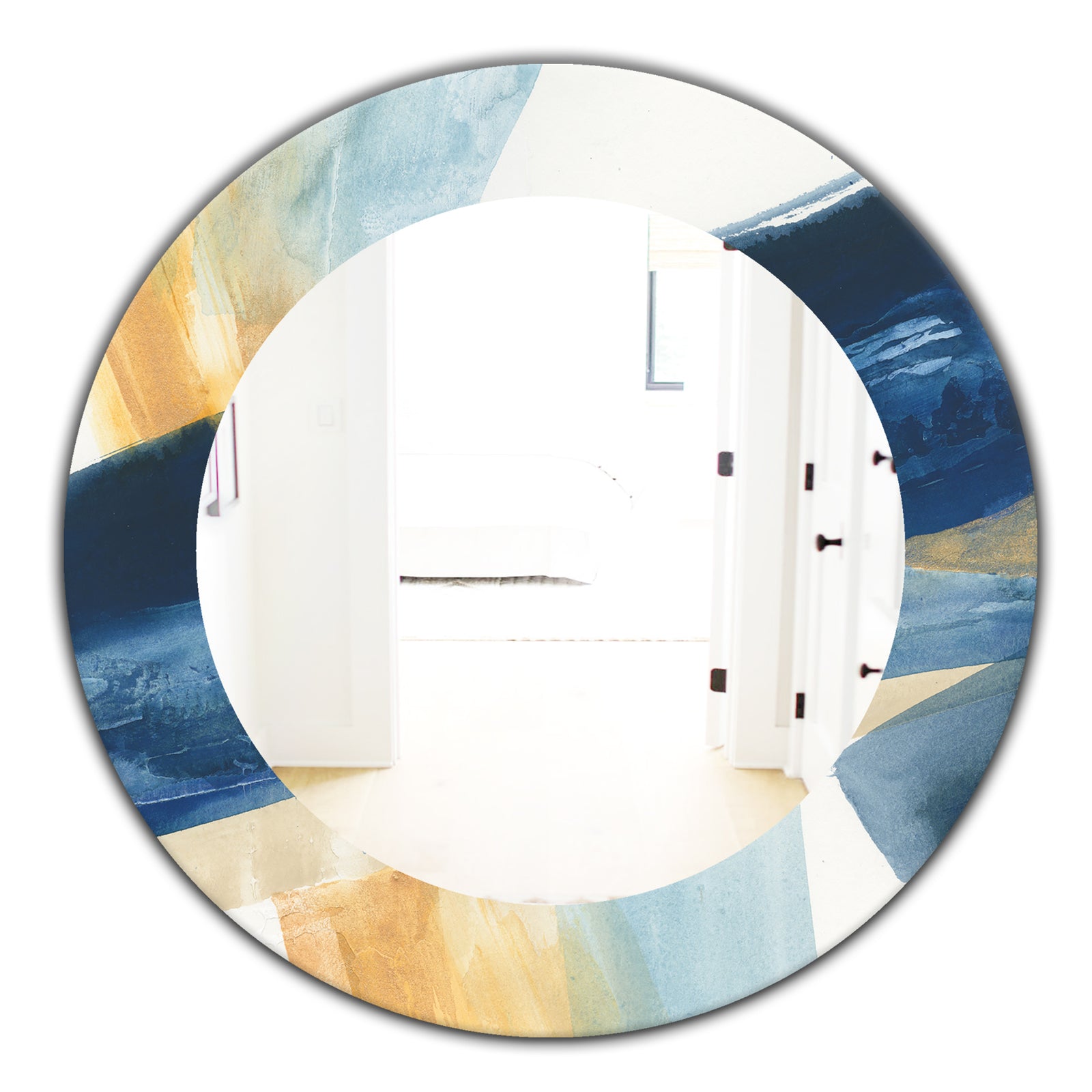 Indigo Panel I - Modern Mirror - Oval or Round Wall Mirror