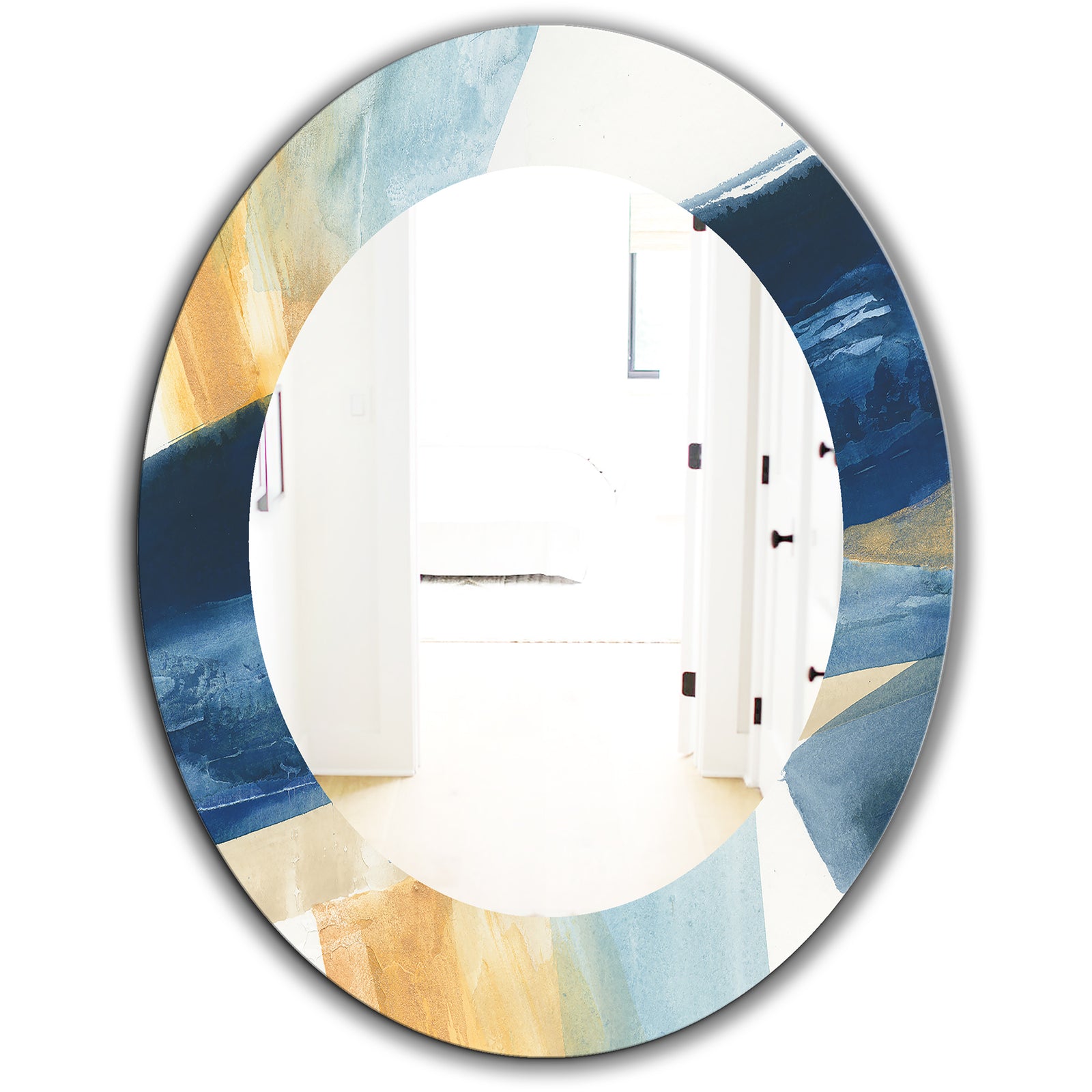 Indigo Panel I - Modern Mirror - Oval or Round Wall Mirror